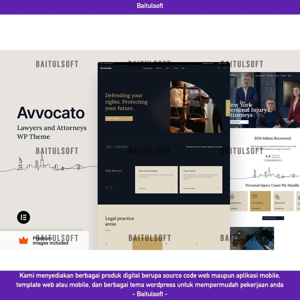 TEMA WEB  AVVOCATO - LAWYER & LAW FIRM CORPORATE THEME WORDPRESS THEME D5750 BAITULSOFT LISENSI ORIG
