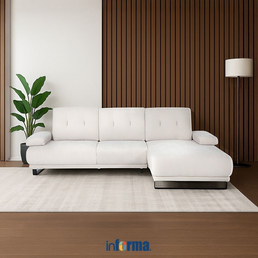 Informa Ferrara Hamburg Sofa L Sectional Fabric Kanan - Krem Beige Sofa Ruang Tamu Kursi Sofa Sofa M