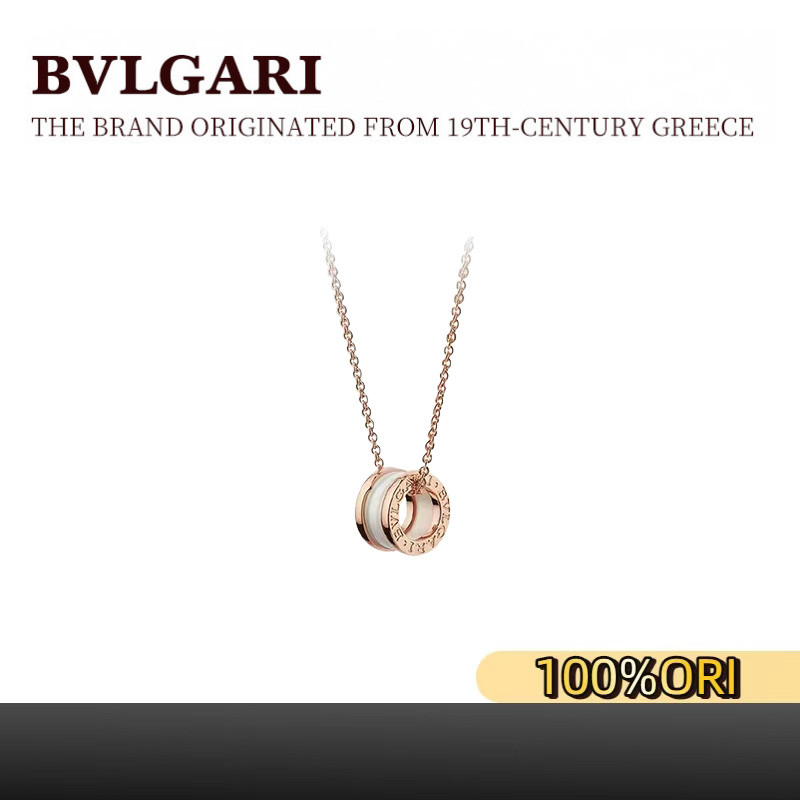 [100% Оriginal]BVLGARI B.ZERO1 series three-ring 18k gold necklace, unisex couple style rose gold