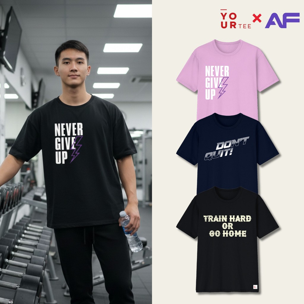 Yourtee Baju Kaos Pria Wanita Anak Dewasa – “Never Give Up” Anytime Fitness| Katun Combed 30s