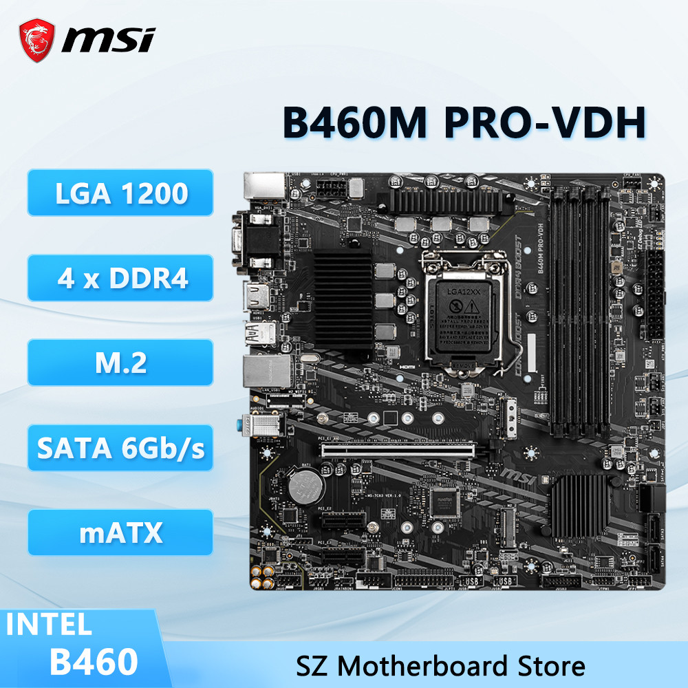 MSI B460M PRO-VDH B460 LGA 1200 Motherboard Support i5-10400F/10400 i3-10100F i7-10700F CPU DDR4 128
