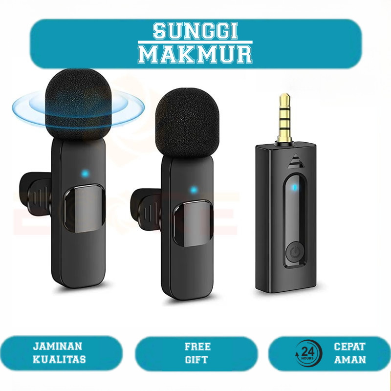 Ecore Mic Wireless 3.5mm Lavalier Mikrofon Siaran HP Microphone Wireless Pengurangan Kebisingan Mini