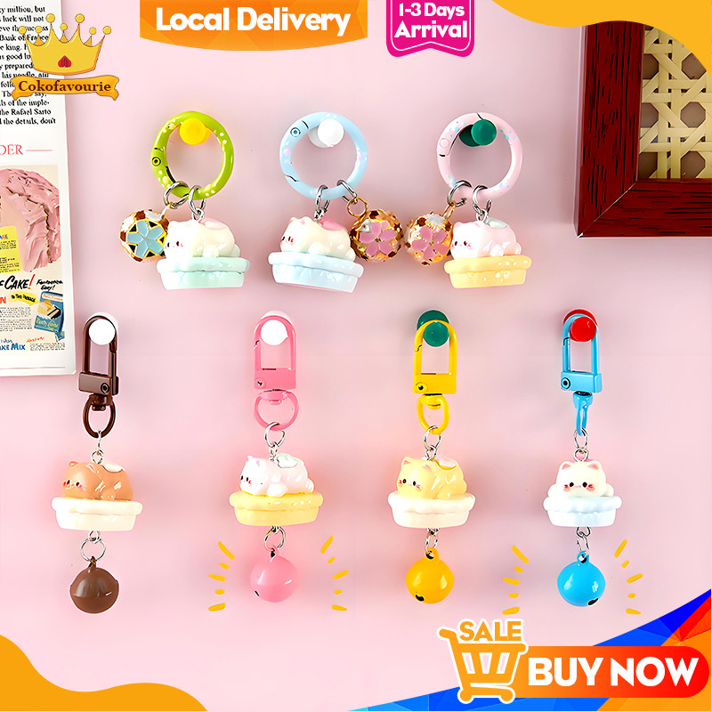 ✨COD Gantungan Kunci Kucing Lonceng Bunyi 3D Lucu Kartun Liontin Bag Charm Gantungan Tas Aesthetic