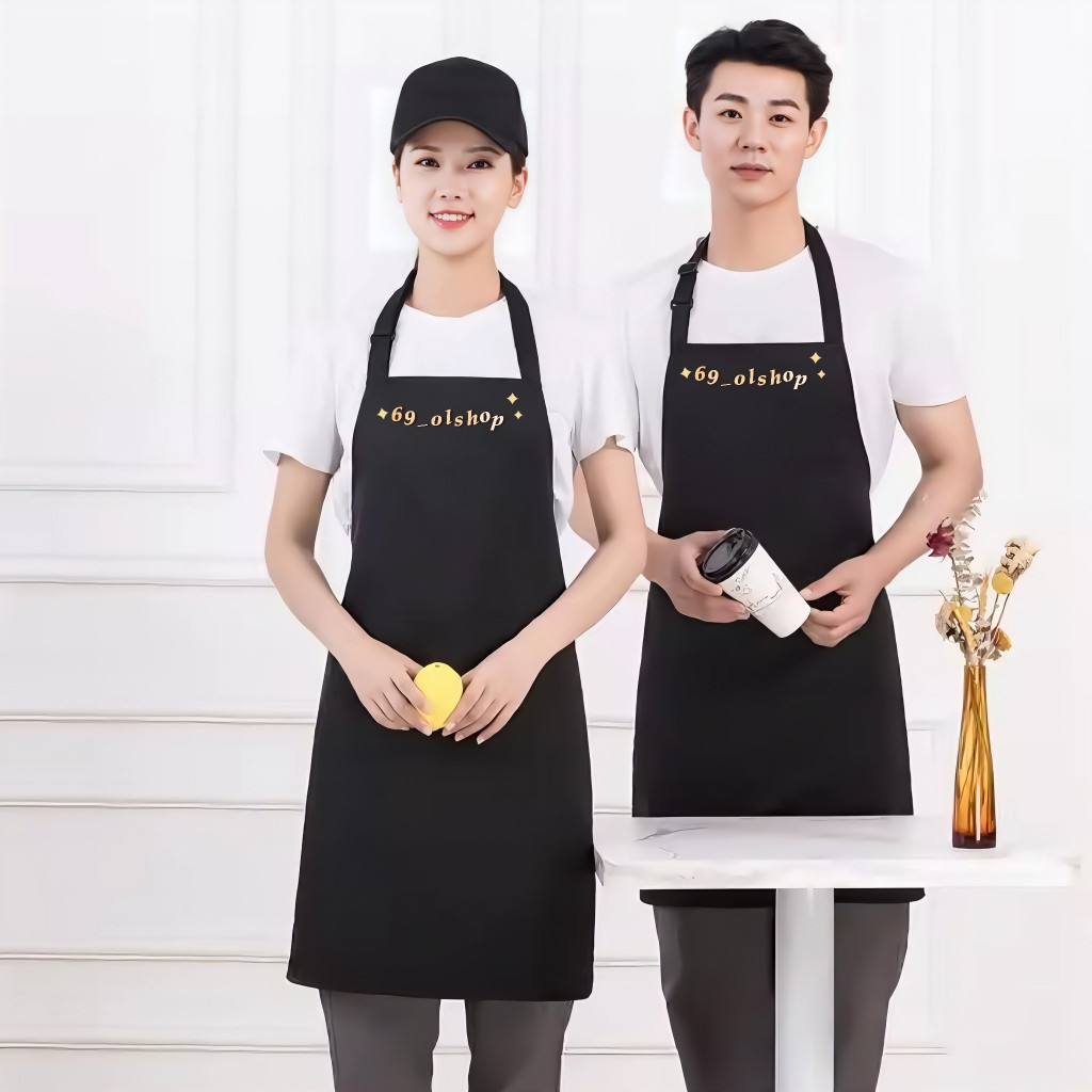 Apron Waterproof Celemek Barista Korean Style Pria Wanita Apron Barista Celemek Dapur
