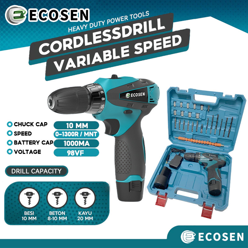 Mesin Bor Baterai Tangan/Cordless Drill Battery/Bor Cordless Power Drills Kit/98V Dengan 2 Baterai C