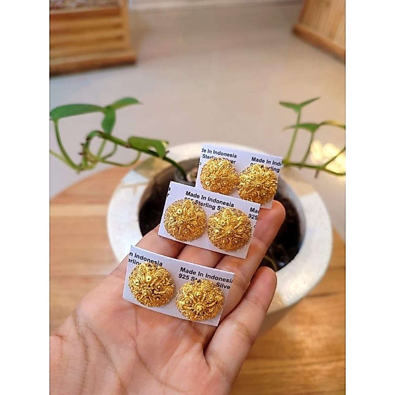 giwang bun bali gonda perak lapis emas