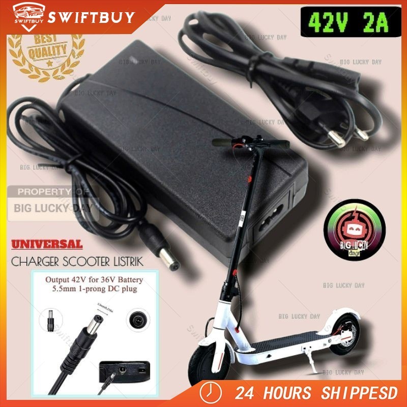 Charger 36v lithium output 42v 2A scooter listrik exotic inokim light fiido dyu himo cas batre 18650
