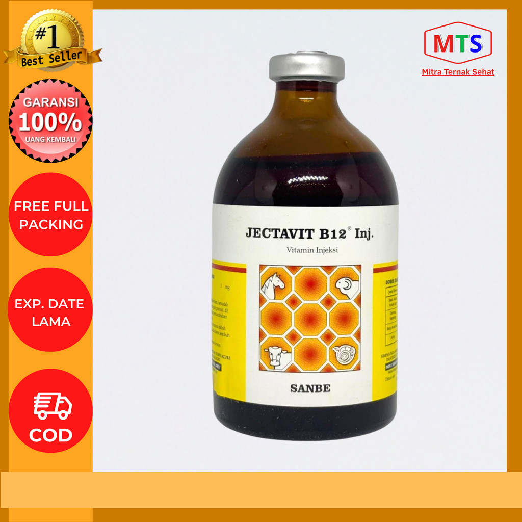 JECTAVIT B12 100 ml Vitamin B12 Injeksi Sapi Kuda Babi Kambing Domba