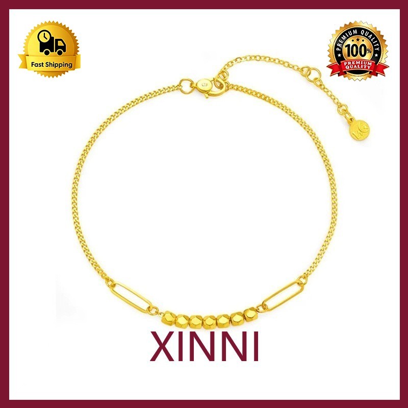 XINNI Gelang Perak Pecah Berlapis Emas Kuningan Gelang Wanita Kubus Gula Perhiasan Niche Hadiah