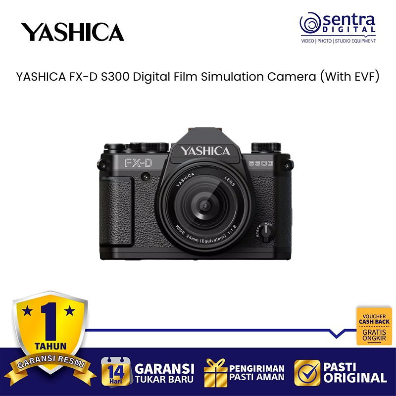 YASHICA FX-D S300 with EVF | Kamera Digital Retro 50MP Film Simulation RAW 4K | Cocok untuk Fotograf