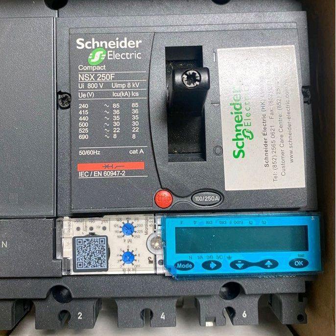 Schneider Electric MCCB NSX100F 4P 100A 36KA MICROLOGIC 6.2E Baru Asli Compact Series 800V Ump 3 kV