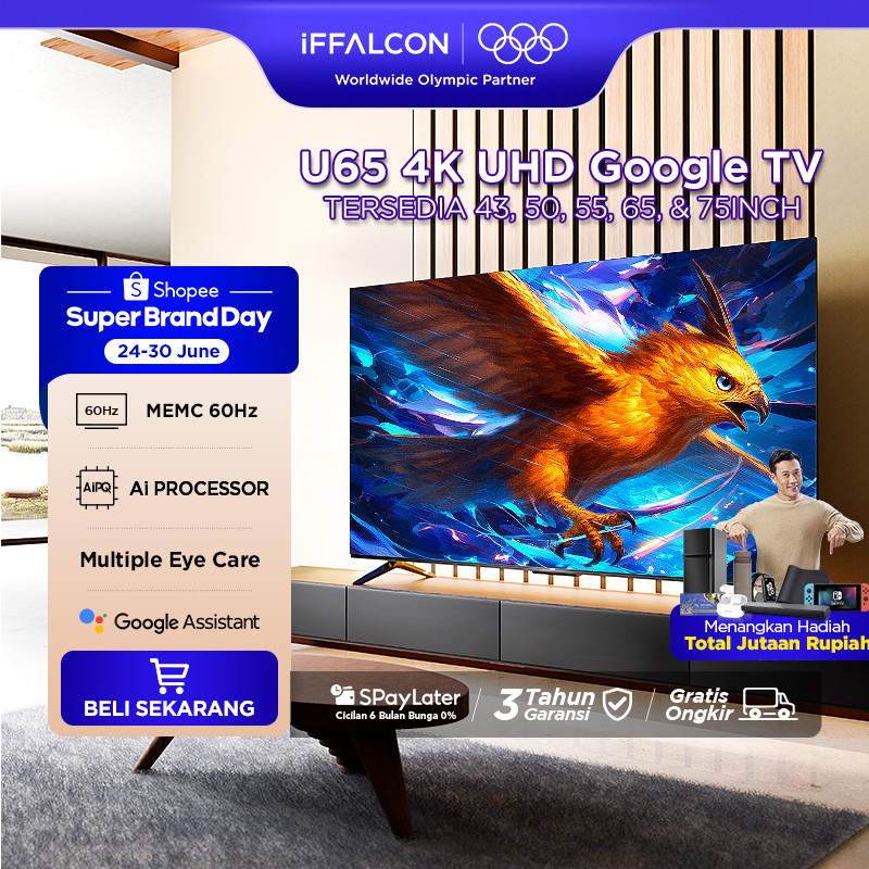 iFFALCON by TCL U65 Series Google TV (Android 12) Smart Digital - 4K UHD - Dolby Audio - Google Play