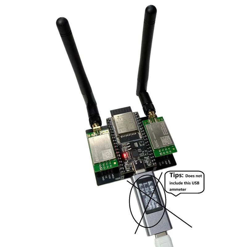NRF24L01 High Power Version with ESP32-DevKitC+E01C 5V2A Power Supply for Long Distance 2.4G Bluetoo