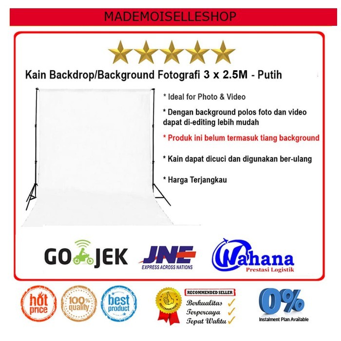 Kain Background/Backdrop Studio Fotografi 3x5 Meter - Putih