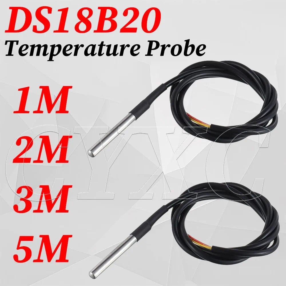 Kit Modul Sensor Suhu DS18B20 Tahan Air Kabel Sensor Digital 100CM Adaptor Terminal Probe Stainless 