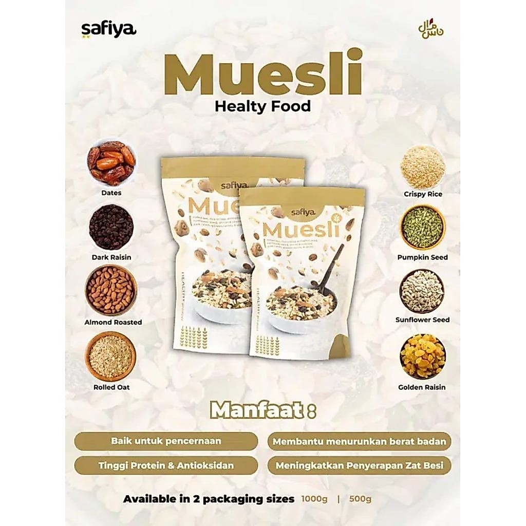 Noor house| muesli| muesli original safiya| muesli safiya| muesli original 1kg| muesli original| mue