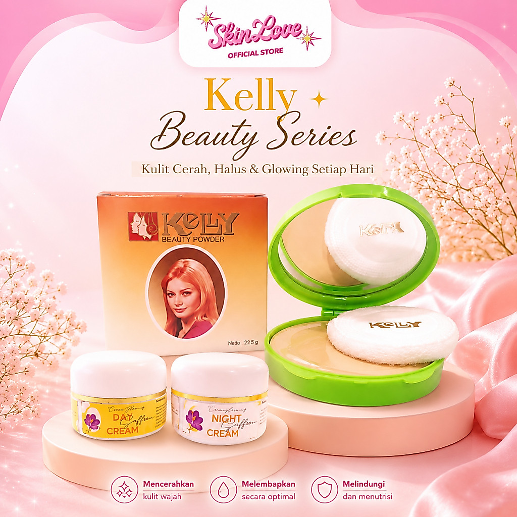 Kelly Beauty Series Paket Cream Siang Malam Day Cream Night Cream + Bedak Kelly Original Glowing Men