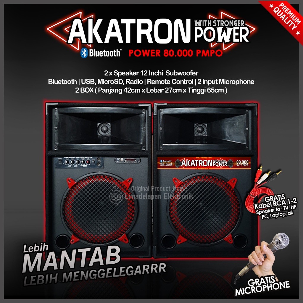 AKATRON POWER SPEAKER AKTIF 12 INCH INCHI BLUETOOTH BASS MANTAB SUBWOOFER LEBIH ENAK DR POLYTRON PMA