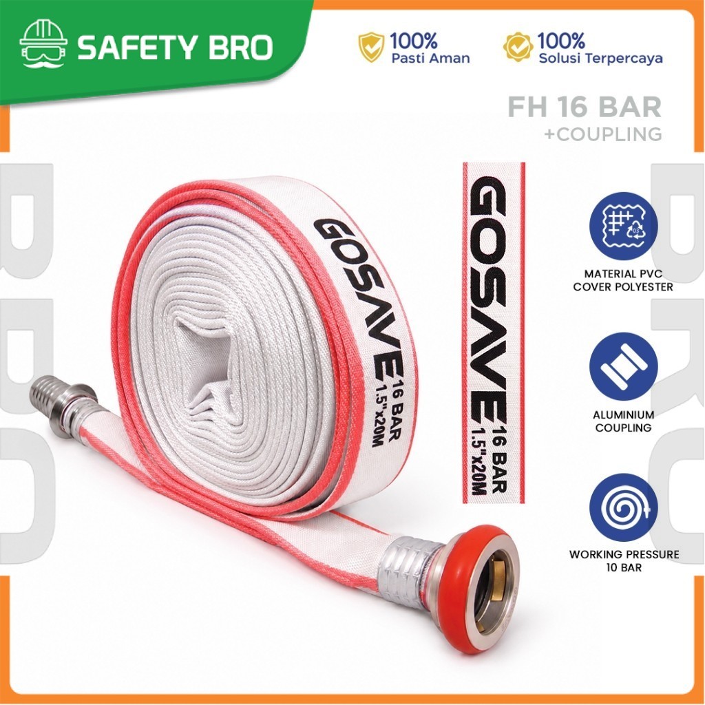 GOSAVE Fire Hose 16 Bar Selang Pemadam Kebakaran Coupling Aluminium Tahan Tekanan Alat Pemadam Kebak