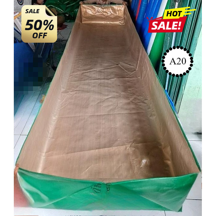 terpal kolam ikan  a20uv  tebal cap lele ukuran 200×100×50 200×100×75 300×100×100