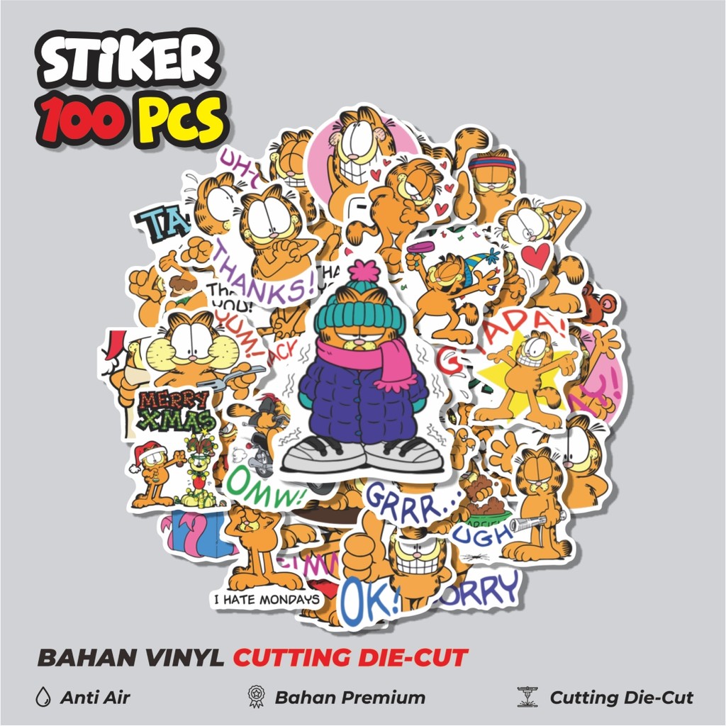 

Terbaru! 50 pcs Stiker Kartun Garfield Kucing Dekorasi Lucu Kreatif untuk Notebook, Skateboard, HP