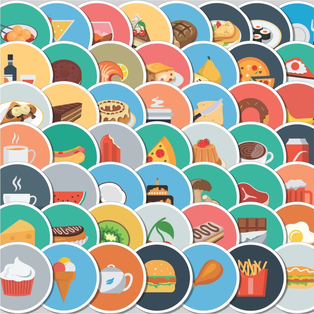 

Stiker Cutting Pack Stiker Ikon Datar Makanan Isi 100Pcs Series Aesthetic Lucu Keren Untuk Koper Bahan Vynil