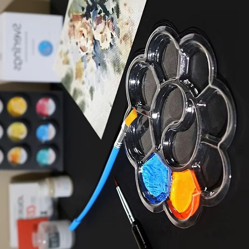 

20pcs Washable Watercolor Paint Palette Disposable Gouache Oil Painting Palette Plum Blossom Shape Painting Art Palette