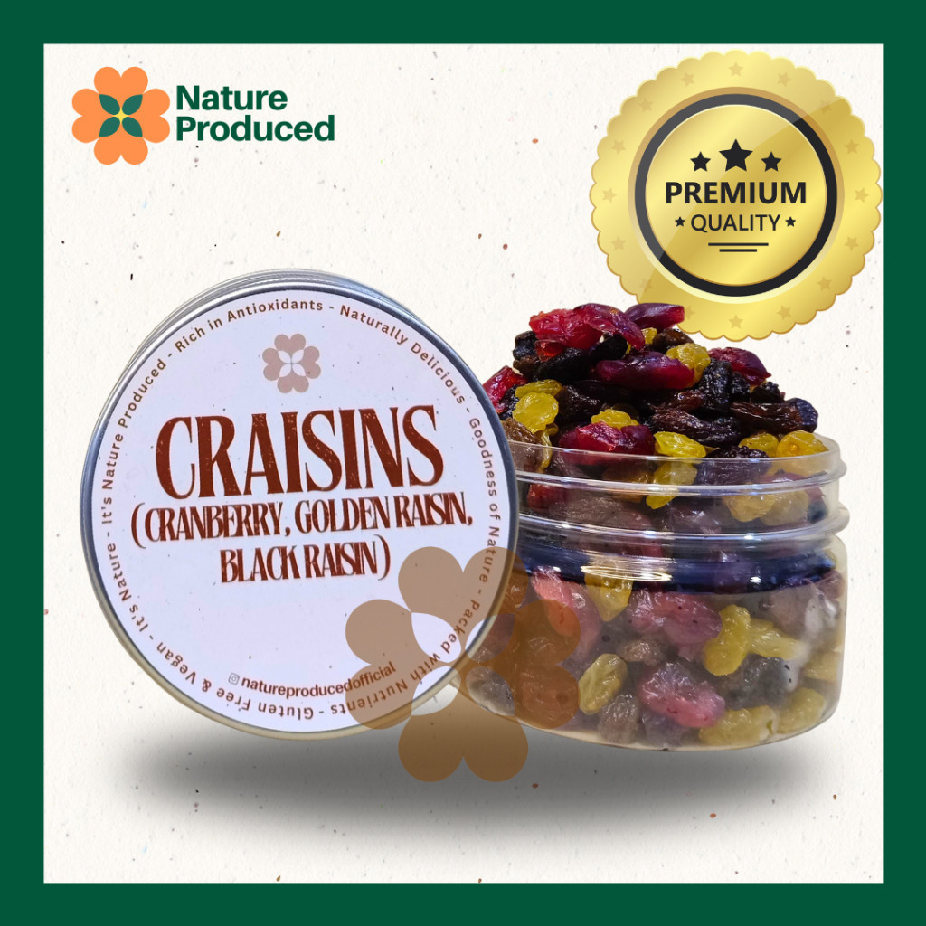 

[Nature Produced] Craisins - Campuran Black Raisin, Yellow Raisin & Cranberry Premium 200g | Buah Kering