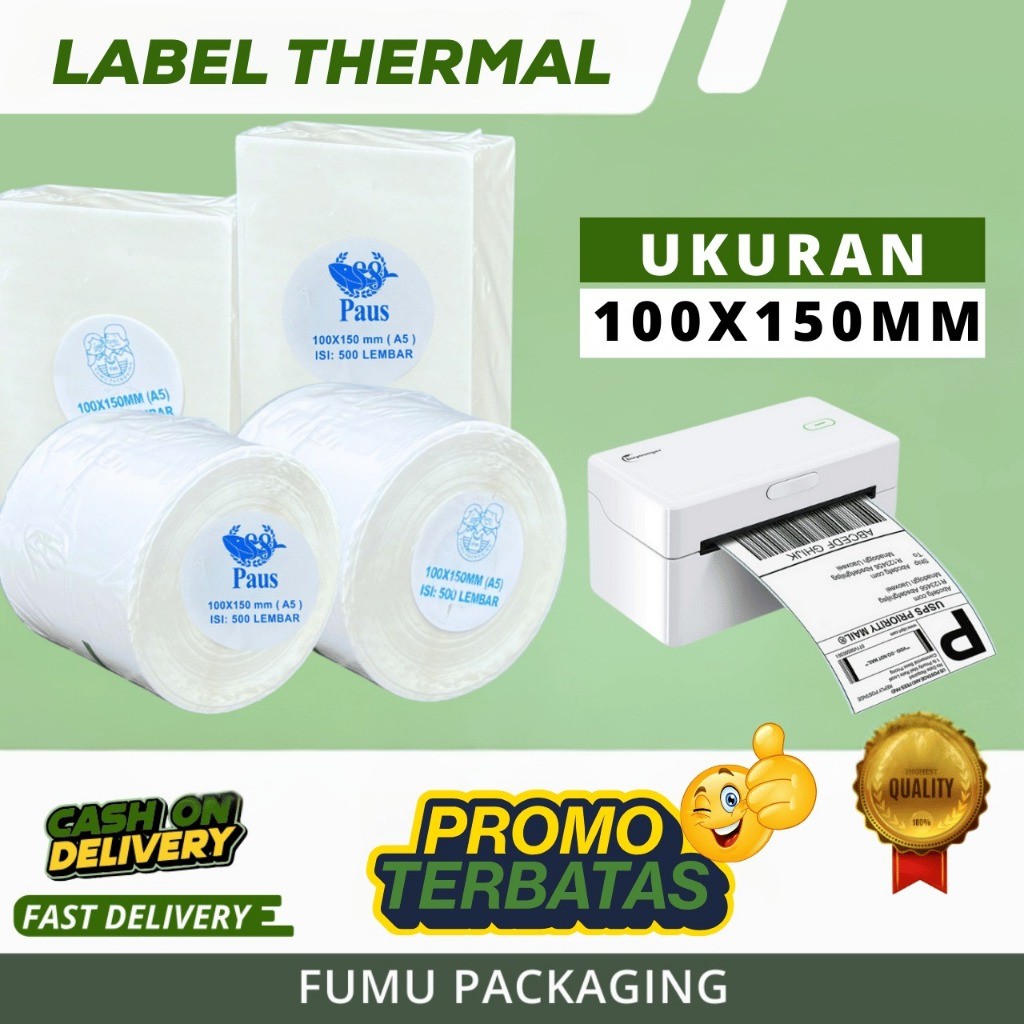

Kertas Label Thermal / Kertas Stiker Barcode Thermal Online Shop 100x150mm Isi 500 pcs Waterproof Anti lentur Grosir Termurah