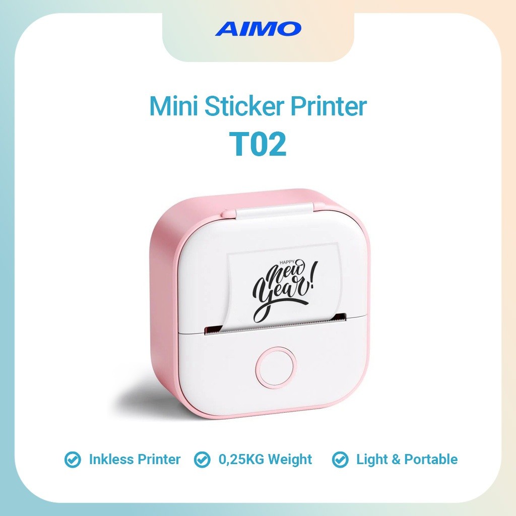 

Aimo T02 Mobile Photo Label Printer 50 Mm Mini Sticker Maker Thermal Printer Inkless Portable Bluetooth Pocket Tanpa Tinta
