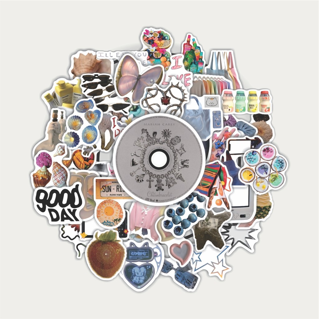 

Super Hemat! 100 PCS Stiker Aesthetic Retro Whimsy Vibes Waterproof Aesthetic- Untuk Laptop, Motor, dan Helm - Paper Stationery Pack