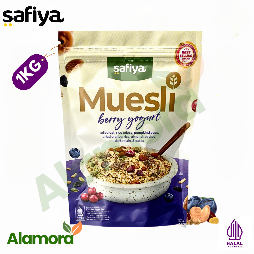 

Safiya Muesli Berry Yogurt 1 Kg Sereal Oatmeal With Almond Premium Tinggi Serat Diet