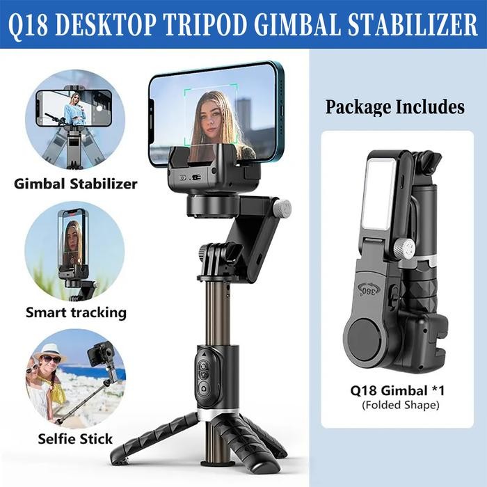 EF-Q18 Gimbal Stabilizer Handphone Gimbal Hp Stabilizer Tongsis Hp - hitam Q18