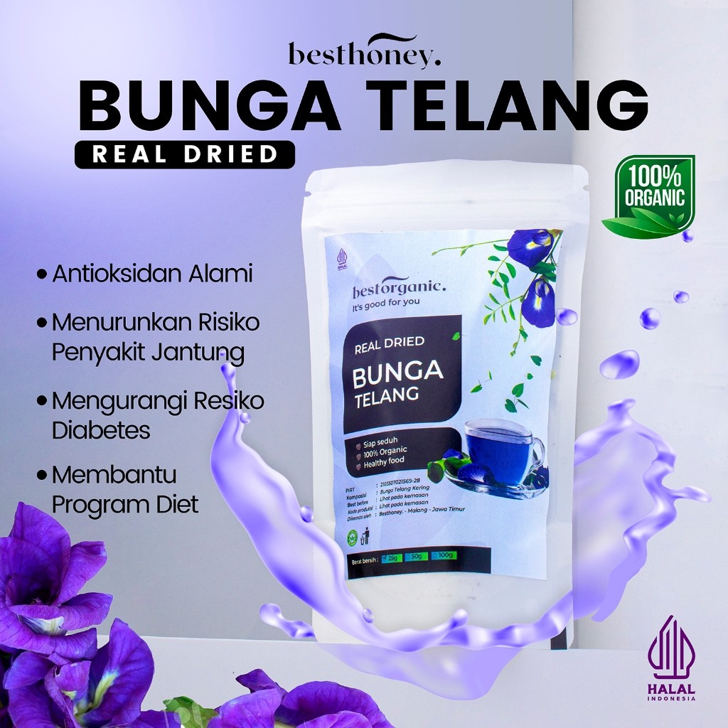

Best Honey Teh Bunga Telang Asli Bunga Kering Minuman Herbal Grade A 25 GR