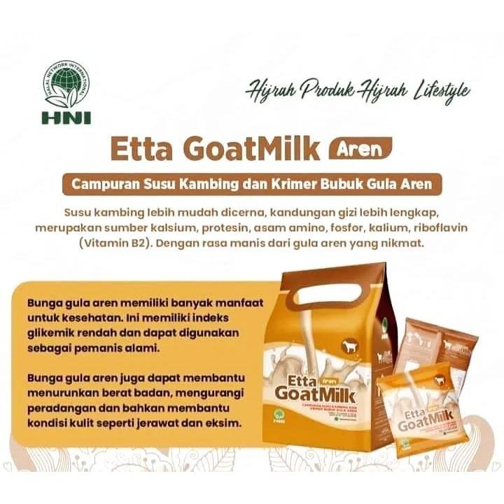 

ETTA GOAT MILK GULA AREN / SUSU KAMBING HNI HPAI / SUSU KAMBING GULA AREN