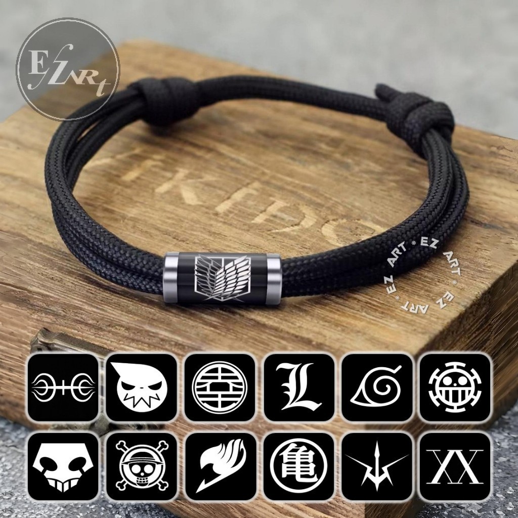 Gelang Fashion Simbol Logo Anime One Piece Naruto Attact on Titan Fairy Tail Dragon Ball Bleach Deat