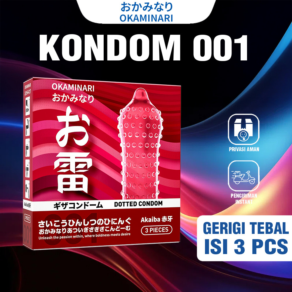 Okaminari Gerigi Tebal Kondom Tahan Lama Kondom Aman Pria 3 Pcs - Privasi Terjaga
