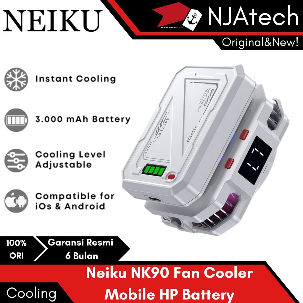 NEIKU NK90 Fancooler Smartphone Pendingin HP Gaming Dual Mode Rechargeable 3000mAh Handphone Funcool