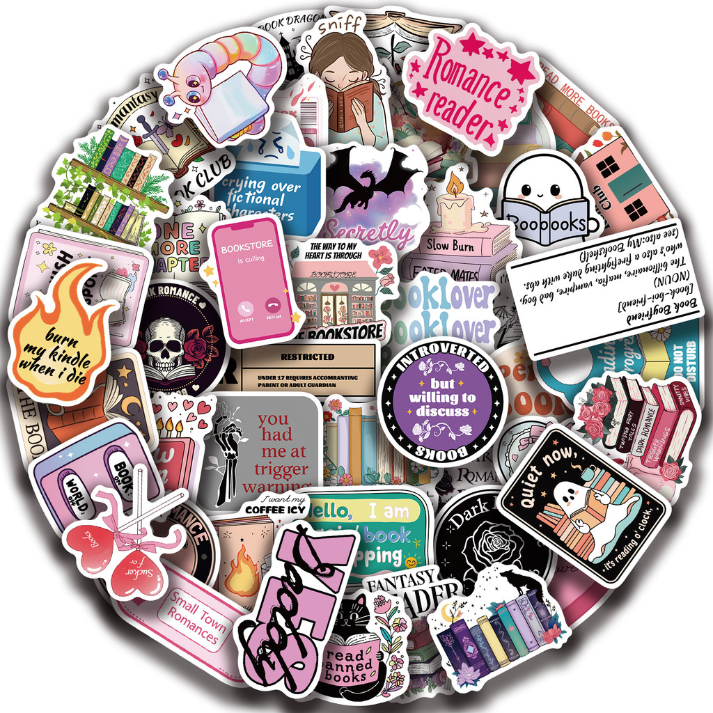 

50PCS Bookish Flower Book Reading Stickers Aesthetic DIY Stationery Notebook Bottle Laptop Luggage Guitar Skateboard Car Sticker