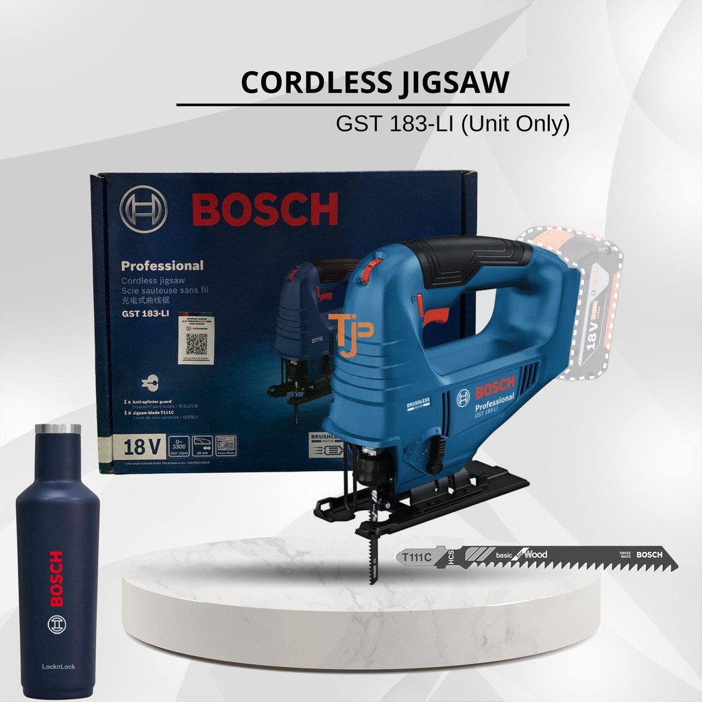 BOSCH Mesin Gergaji Ukir GST  183-LI Cordless Brushless Jigsaw 18V