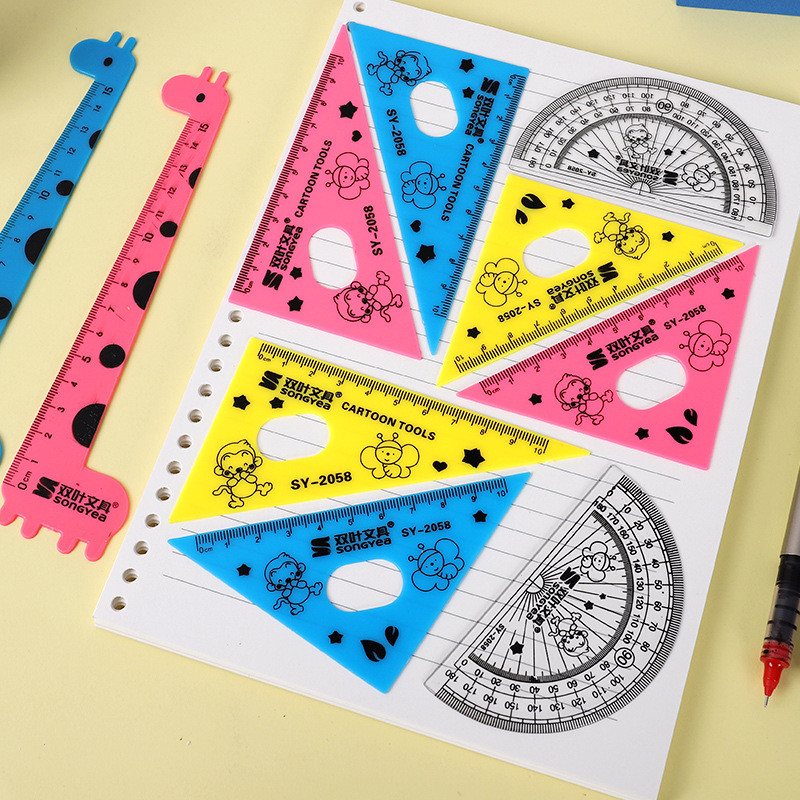 

-JOJU- PENGGARIS PLASTIK 1 SET 4 MODEL BENTUK HEWAN JERAPAH KARTUN LUCU 15CM GIRAFFE RULER PP80