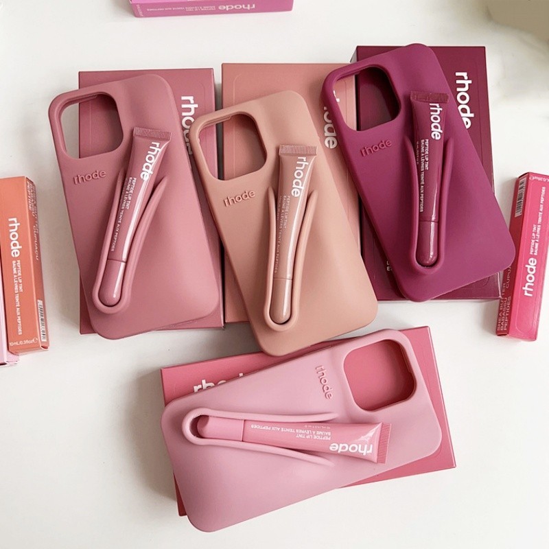 Rhode Warna Baru INS Lipstick Silikon DIY Phone Case Untuk iPhone 16 15 14 13 12 11 Pro Max Plus Den