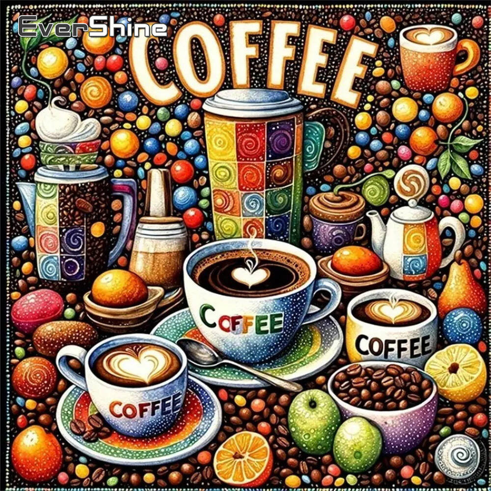 

Evershine New Arrival Diamond Embroidery Coffee Cup Painting Landscape DIY Suitable For Beginners Diamond Mosaic Child Gift