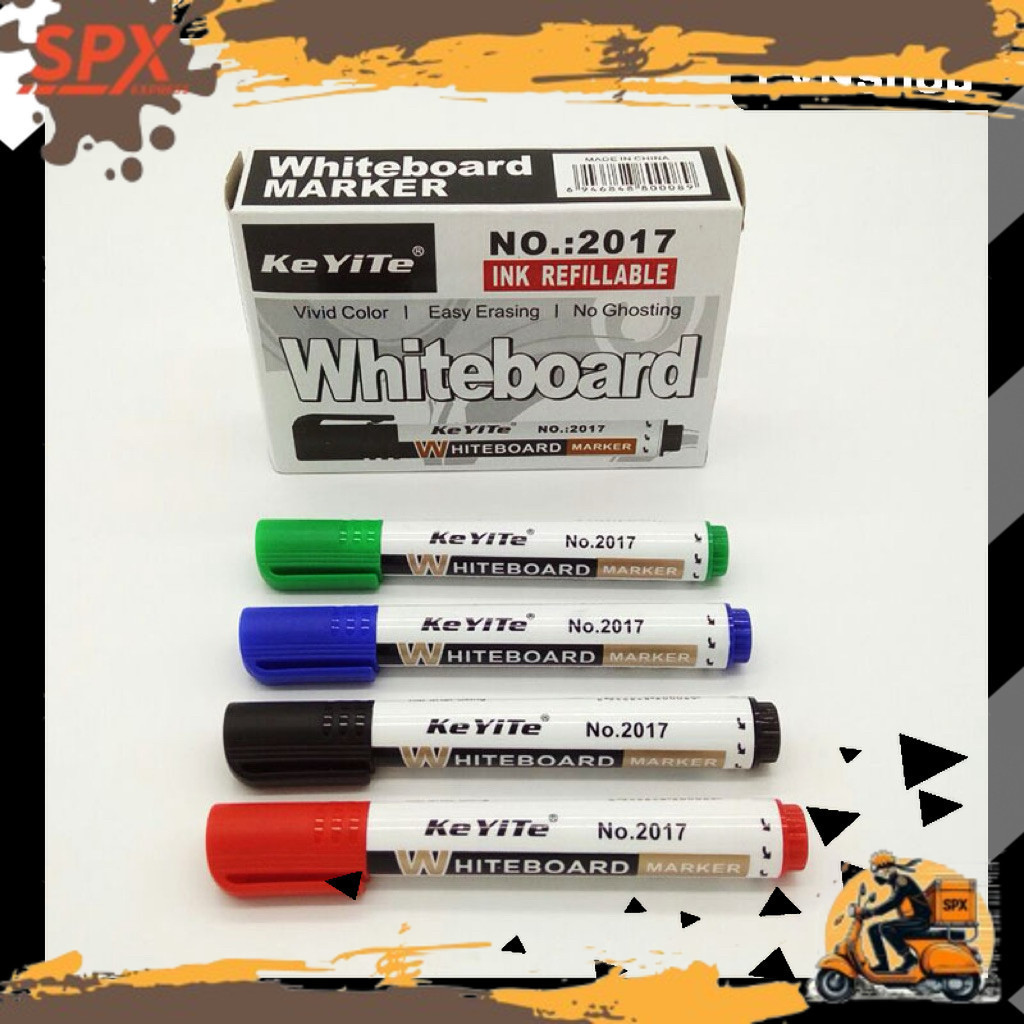 

READYYY !!! SPIDOL WHITEBOARD KeYiTe No.2017 Bisa Diisi Ulang / Refillable / Spidol Papan Tulis Warna Hitam Biru Merah Hijau EVN