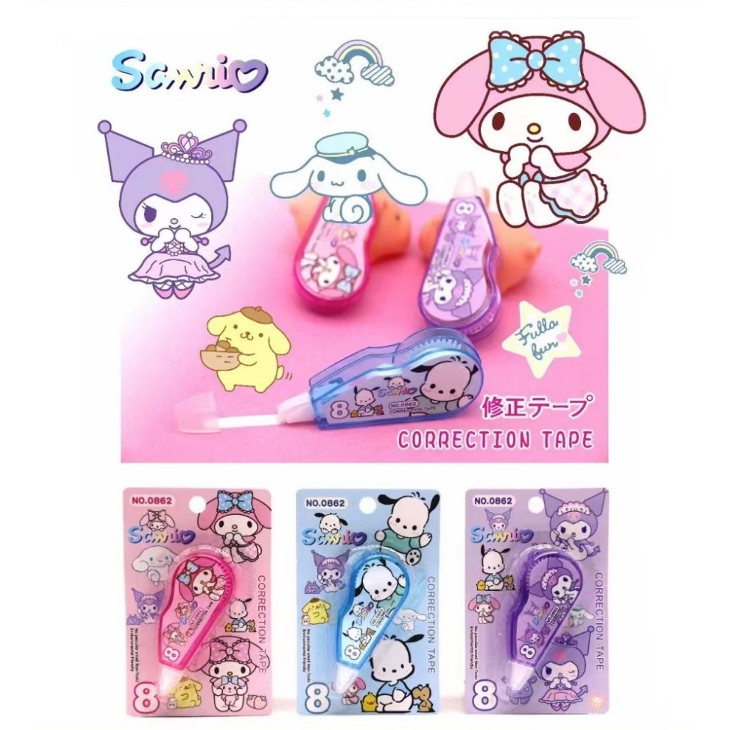 

TIPEX ROLL/correction tape/tip-ex kertas/tipe-x karakter lucu kecil 8m Labubu Kuromi Sanrio