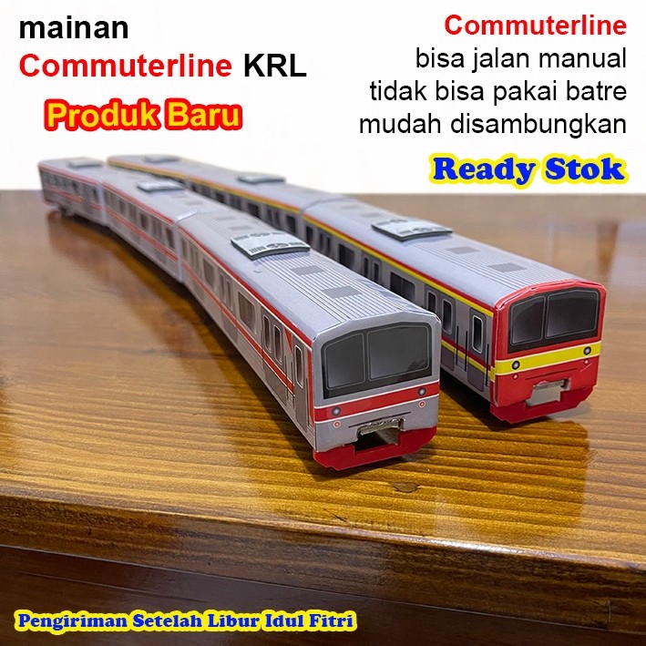 READY Mainan Kereta Listrik KRL Karton Plastik 3 Gerbong