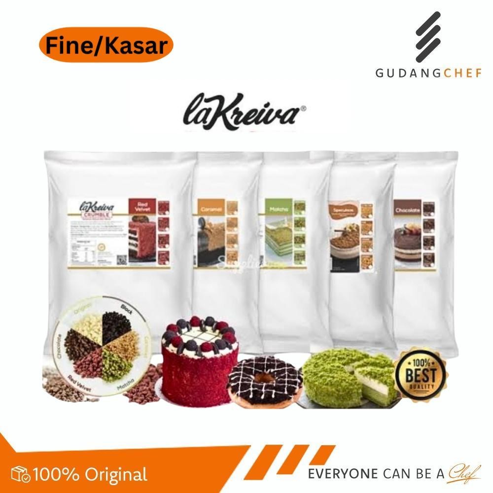 

La Kreiva Fine Cookie Crumble ( Kasar ) Topping All Variant 2,5 KG - 3KG / Remahan Biskuit Kasar La Kreiva