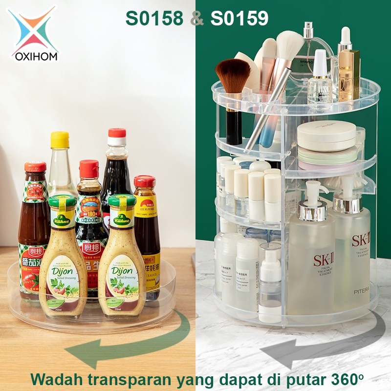 Oxihom Rak Putar Akrilik Rak Dapur Rak Kosmetik Rak Bumbu Lazy Susan