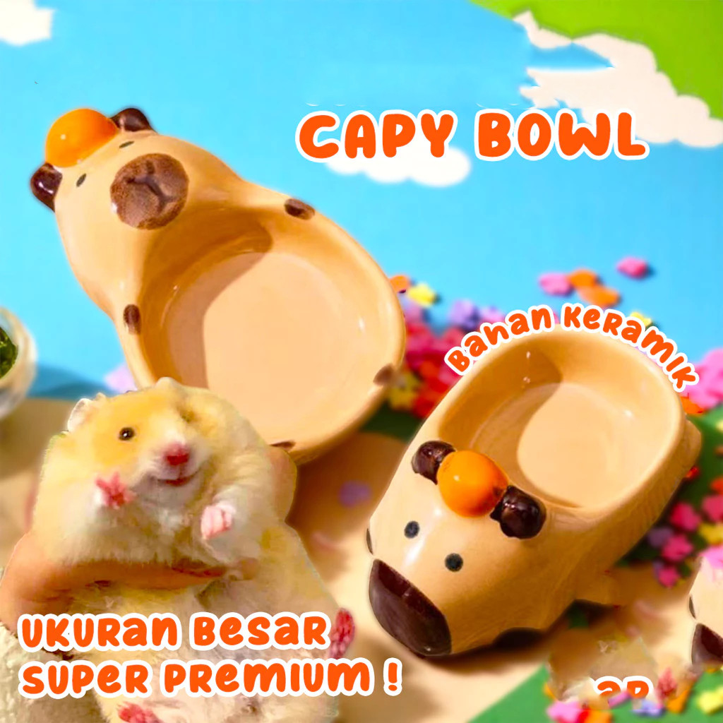 Keramik Tempat Makan Minum Motif Capybara Bowl Lucu Unik