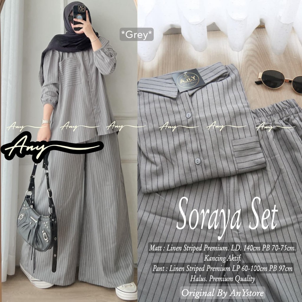 Setelan Wanita Muslim Modis Soraya– Outfit Atasan Tunik + Celana Kulot Bahan Adem untuk Hijabers